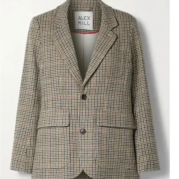 Alex Mill XS Houndstooth Jacket in Brown and Cream - Picture 1 of 12
